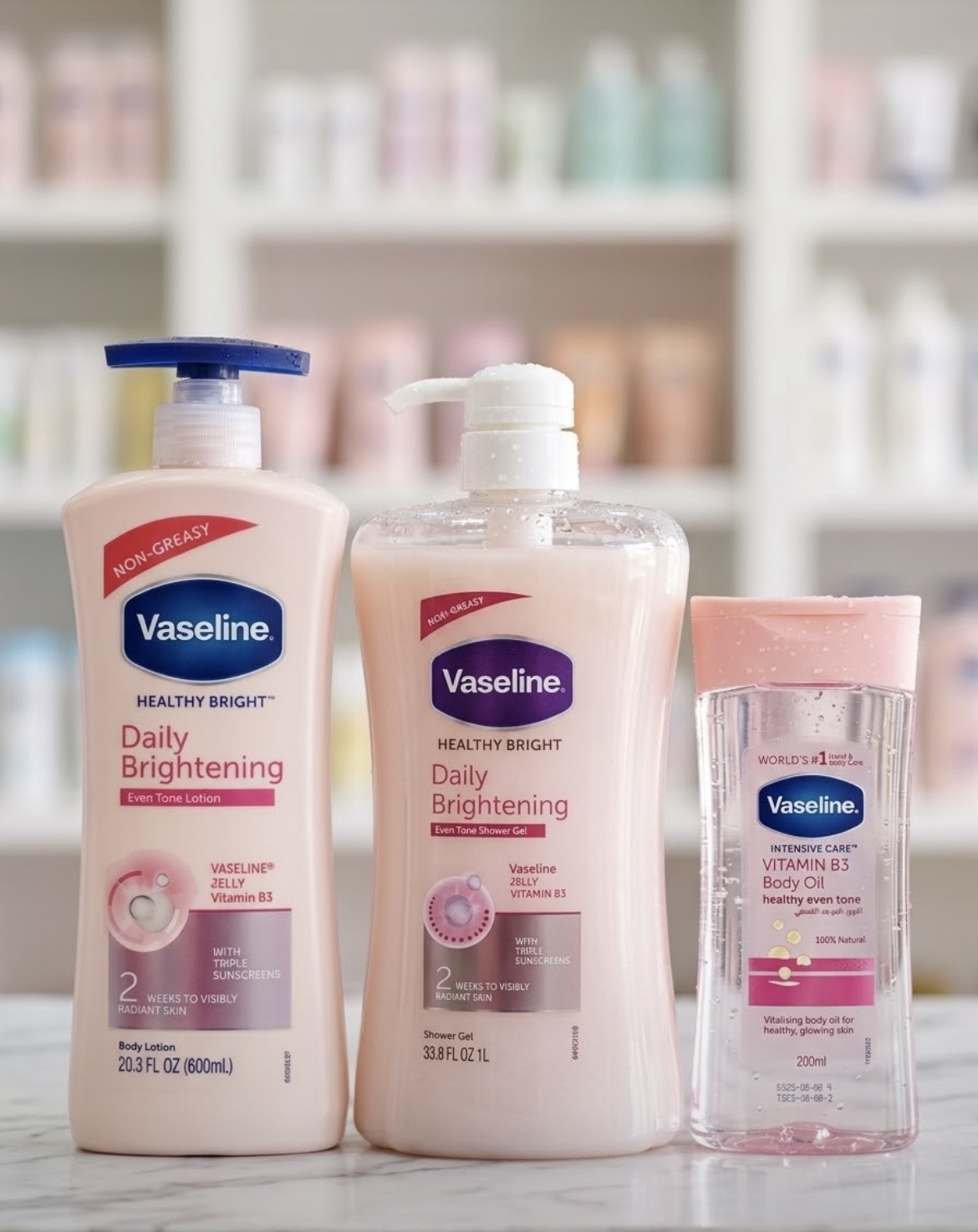 Vaseline body lotion and oil