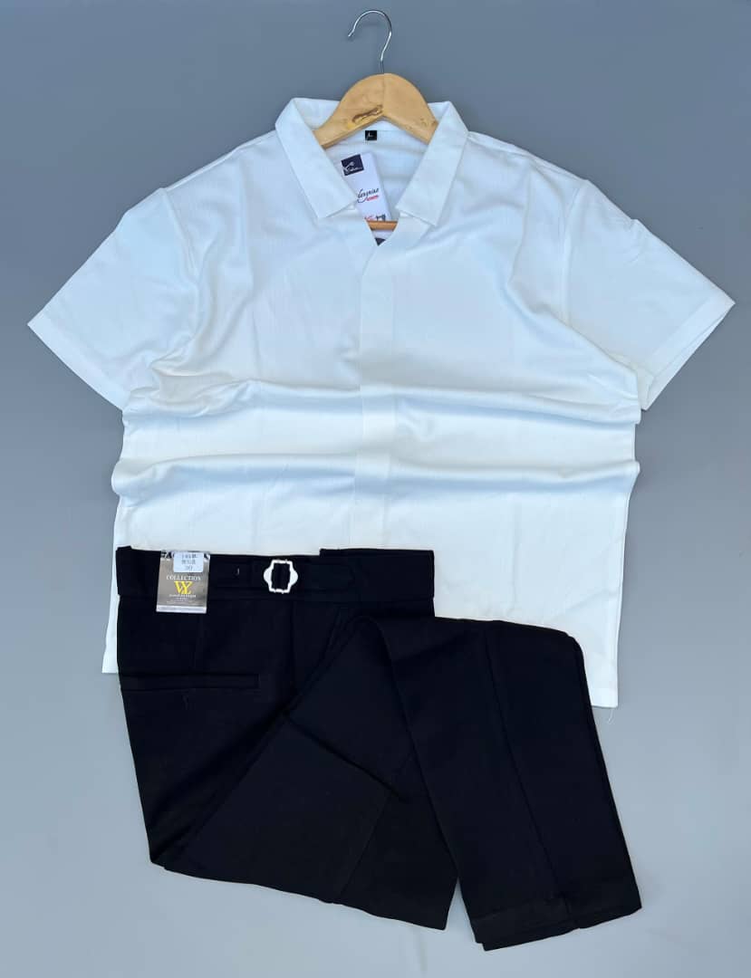 Black trouser and white shirt
