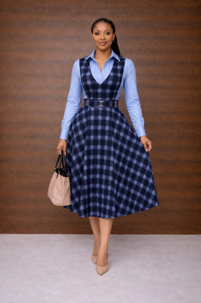 Blue church dress with blue shirt