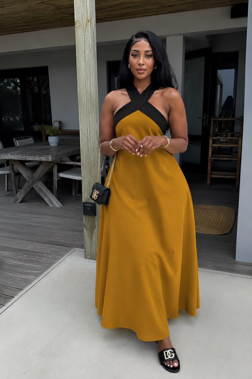 Classic Yellow Shiny Dress