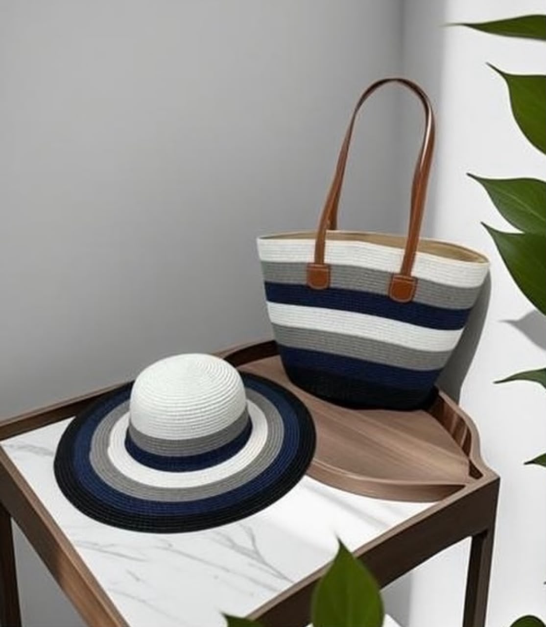Black and white tote bag