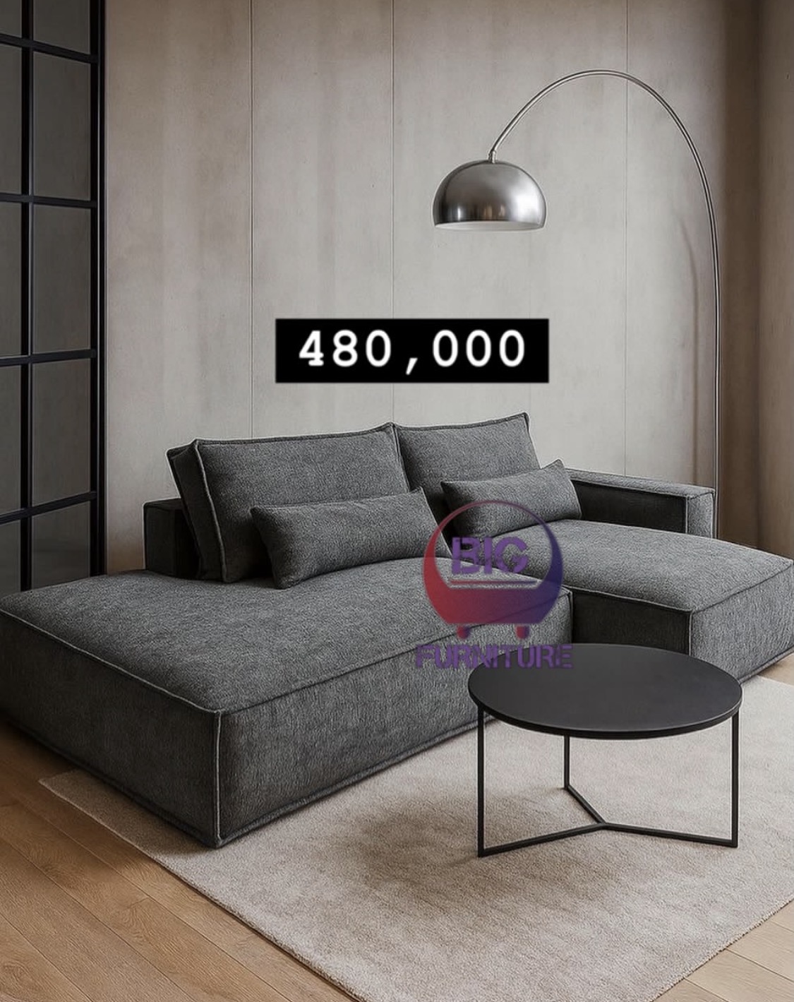 Black grey sofa