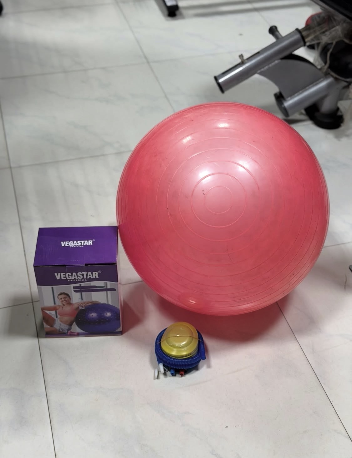 Yoga ball and its pump