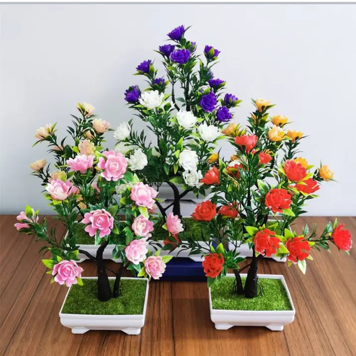 Potted artificial flowers