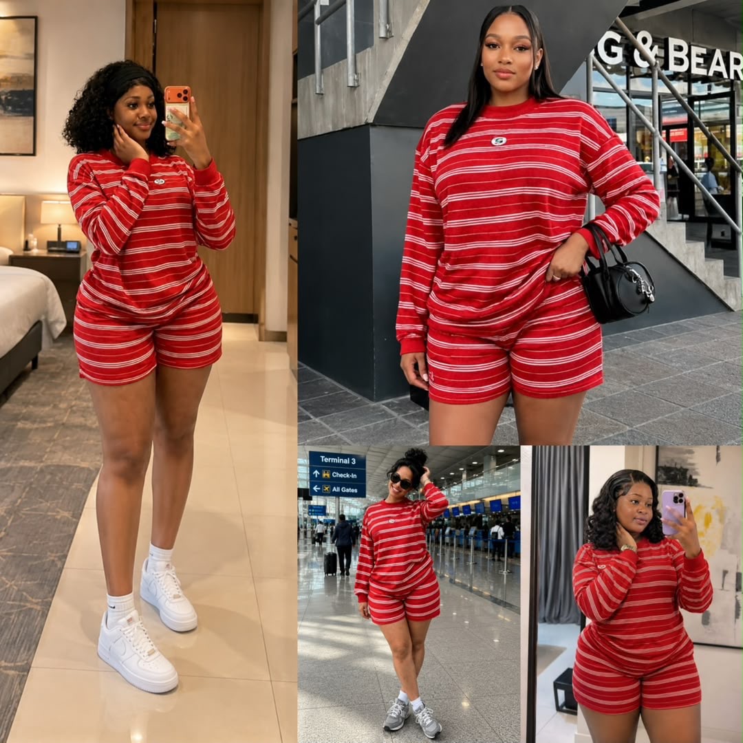 long sleeve 2pc shorts