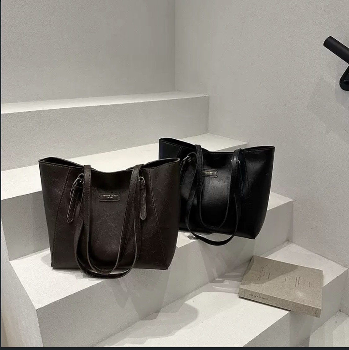 Leather tote bag