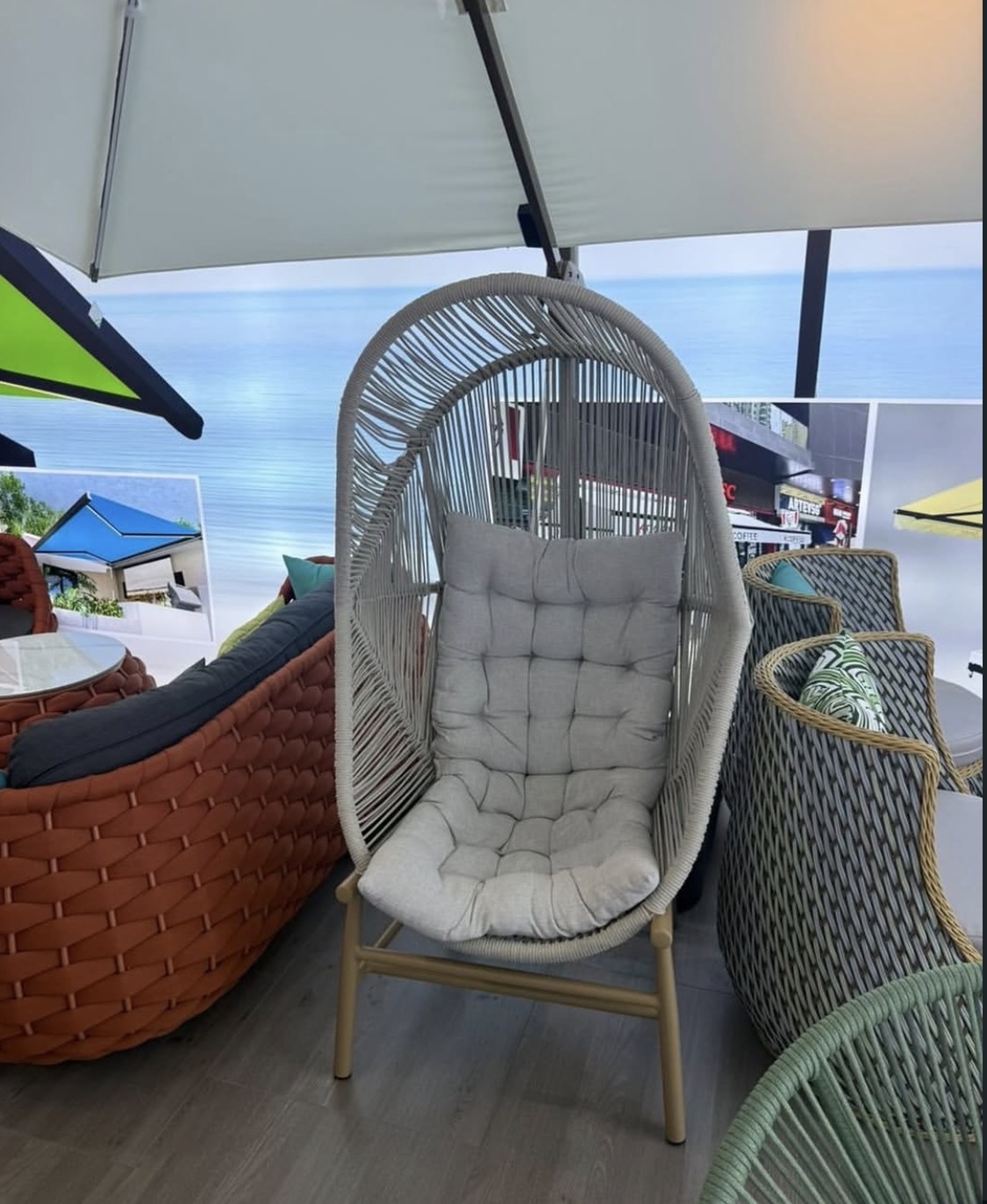 Hanging egg chair.
