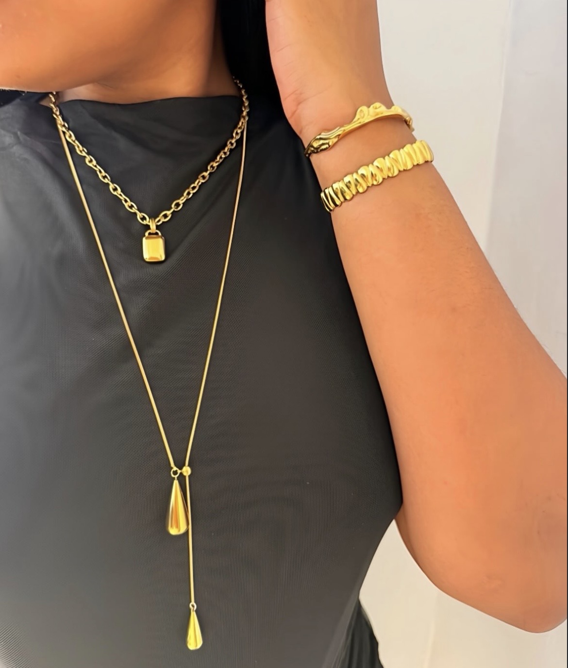 bebra silver and gold necklace