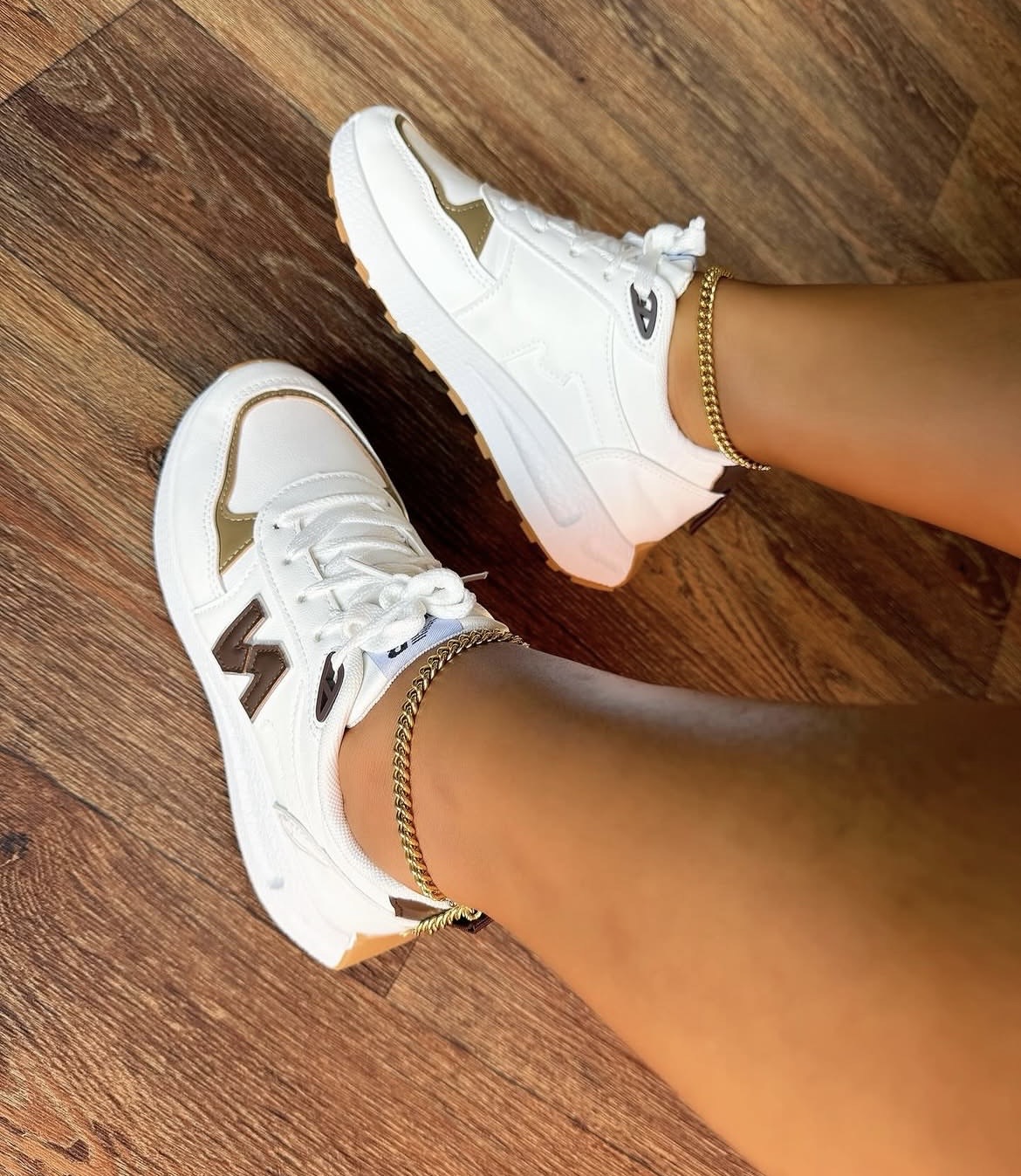 new balance white &brown
