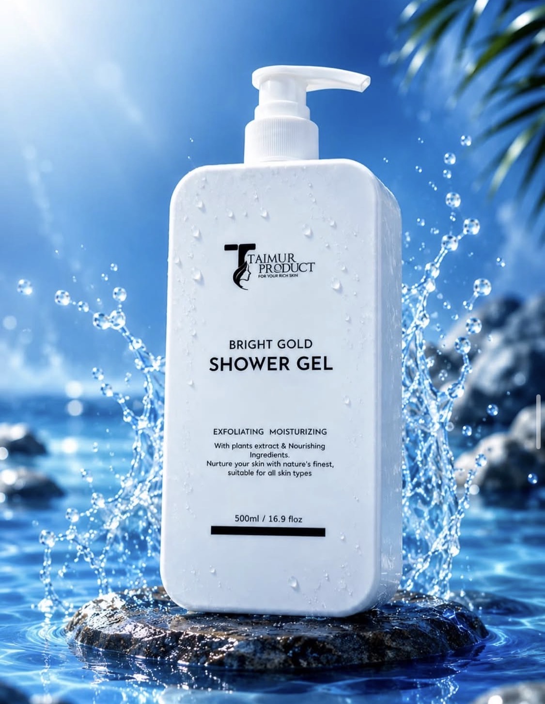 Bright gold shower gel
