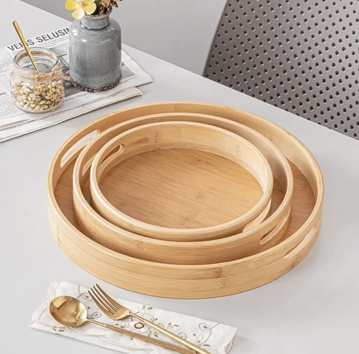 bamboo round tray
