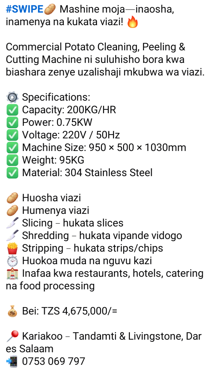 Machine ya kuandaa viazi